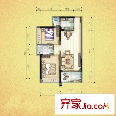 上東國際二期 2室 戶型圖