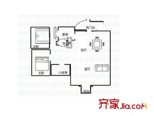 臺達花園 3室 戶型圖