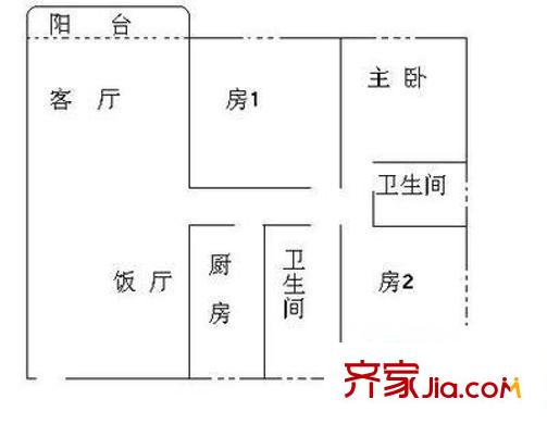 東糖花園 3室 戶型圖