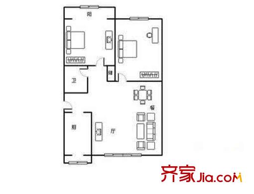 長青街散盤戶型圖長青西街 戶型2室2廳 2室2廳1衛(wèi)1廚