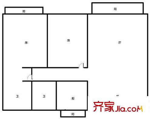 天保花園 2室 戶型圖