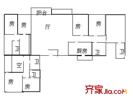 舊龍泉商務(wù)中心 6室 戶型圖