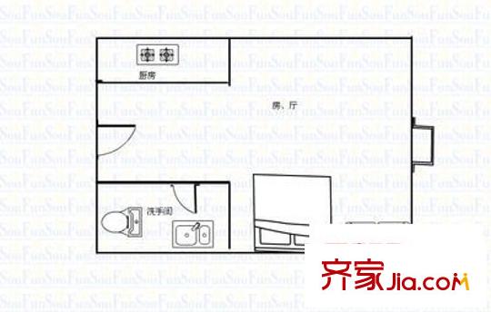 富盈皇冠銀座小區(qū)戶型圖富盈皇冠銀座單身公寓 1室 戶型圖 1室1廳1衛(wèi)1廚