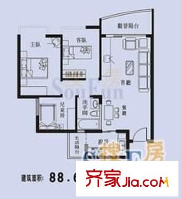 好運廣場 2室 戶型圖