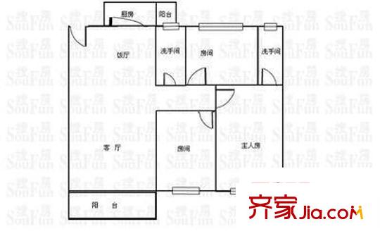 龍升市場(chǎng) 3室 戶(hù)型圖
