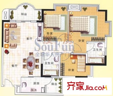 好運廣場 3室 戶型圖