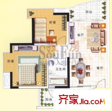聯(lián)邦花園 2室 戶型圖