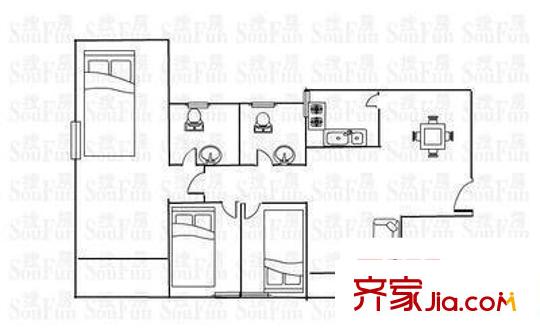 聯(lián)邦花園 3室 戶型圖