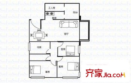鴻怡花園 4室 戶型圖