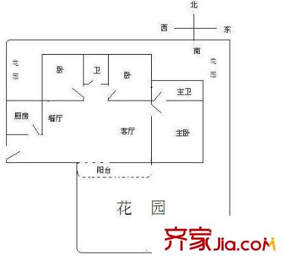 紫荊花園二期 3室 戶型圖