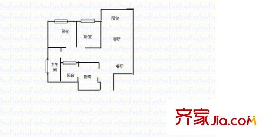 金沙灣花園 2室 戶型圖