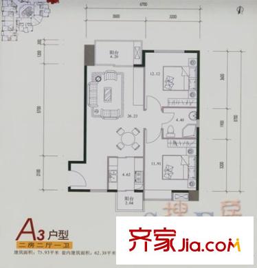 金沙灣花園 2室 戶型圖
