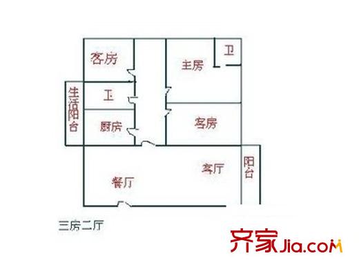 長青東街小區(qū)戶型圖長青東街 3室 戶型圖 3室2廳2衛(wèi)1廚