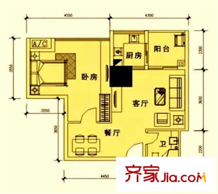 名門(mén)酒店戶(hù)型圖1室戶(hù)型圖 1室1廳1衛(wèi)1廚