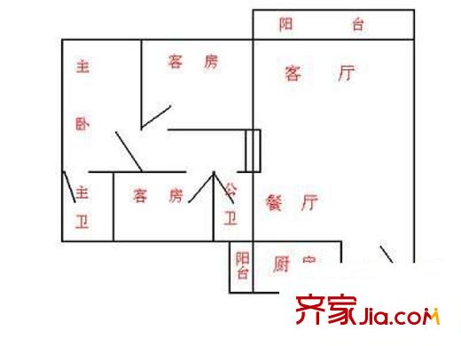 紅荔花園 3室 戶型圖