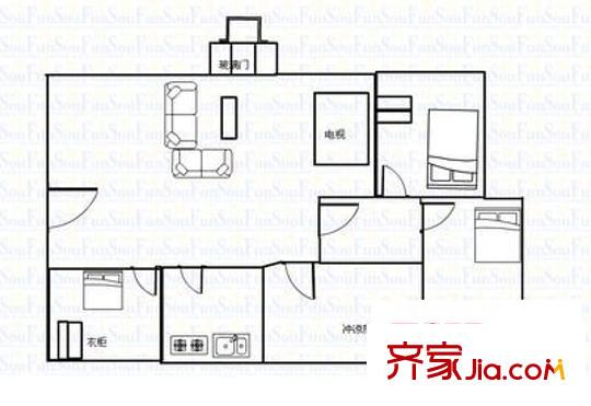 紅荔花園 3室 戶型圖