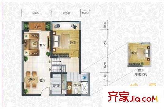 城市假日二期 1室 戶型圖