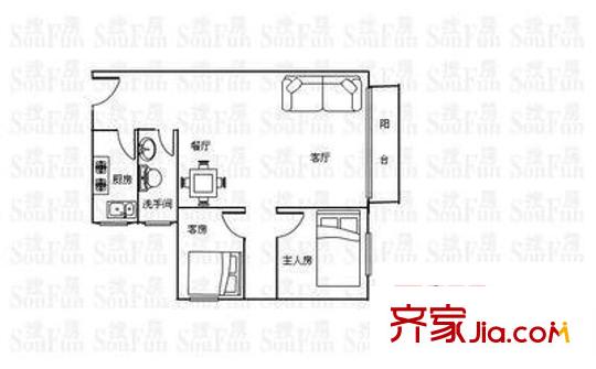置富廣場 2室 戶型圖