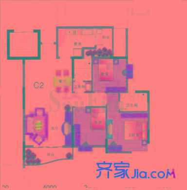 碧水云天 3室 戶型圖