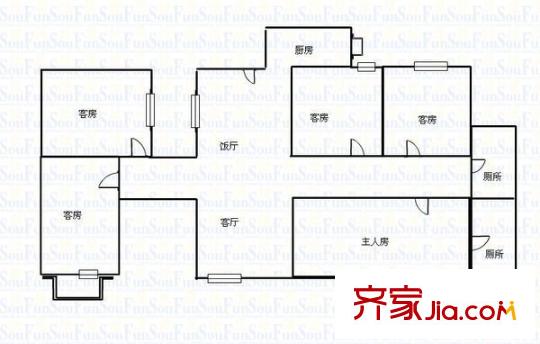 人民銀行宿舍(東城)戶型圖人民銀行宿舍(東城) 5室 戶型圖 5室2廳1衛(wèi)1廚