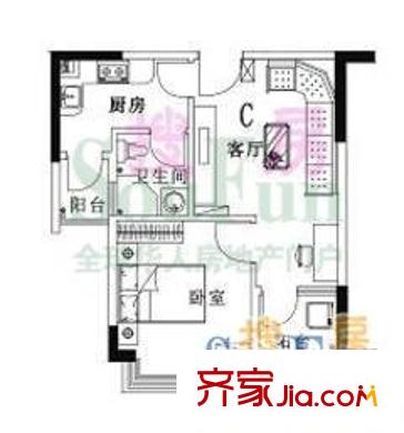 莞都可苑 1室 戶型圖