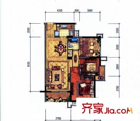 鼎峰尚境1棟2單元02/03戶型 2室2廳1衛(wèi)1廚