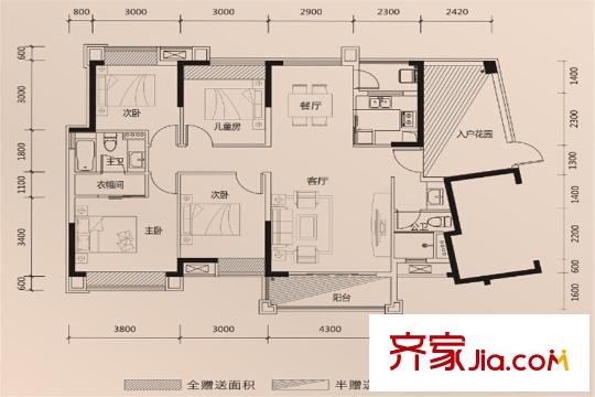 錦龍灣畔I戶型圖 5室2廳2衛(wèi)1廚