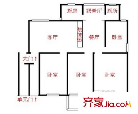 莞都國(guó)際花城 4室 戶型圖
