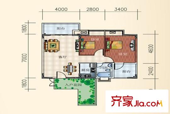 建安廣場(chǎng)二期  2室 戶型圖