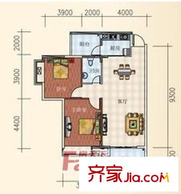 建安廣場(chǎng)二期   2室 戶型圖
