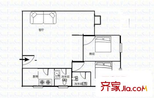 濱江花園(石碣)戶型圖石碣濱江花園 2室 戶型圖 2室2廳2衛(wèi)1廚
