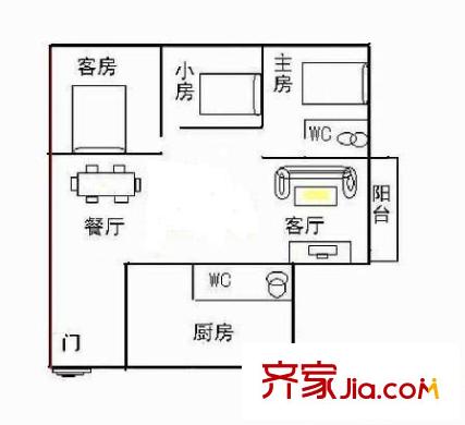 怡景樓 2室 戶型圖