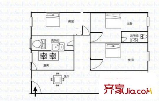 濱江花園(石碣)戶型圖石碣濱江花園 3室 戶型圖 3室2廳2衛(wèi)1廚