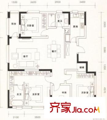 映湖山莊 5室 戶型圖