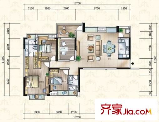 康樂(lè)樓 3室 戶(hù)型圖