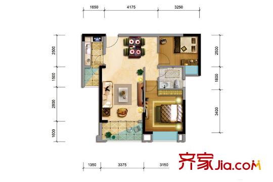 天麟時代廣場1、2、3棟03、04戶型 2室2廳1衛(wèi)1廚
