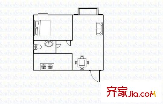 鼎峰卡布斯廣場(chǎng) 1室 戶型圖