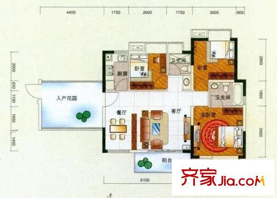 新達中心 3室 戶型圖