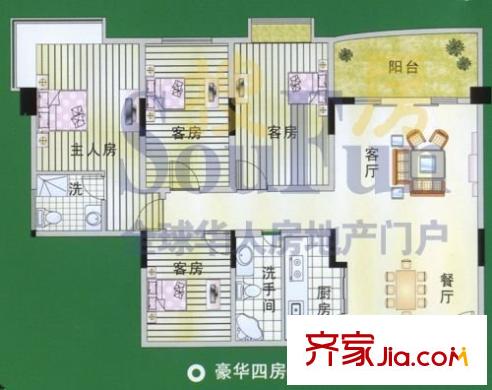 盈豐花園 3室 戶型圖
