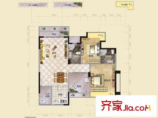 廣基?自由星城5棟標準層04戶型 3室2廳2衛(wèi)1廚