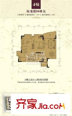 三正世紀(jì)豪庭戶型圖(4幢)三至十一層平面圖4 3室2廳2衛(wèi)1廚