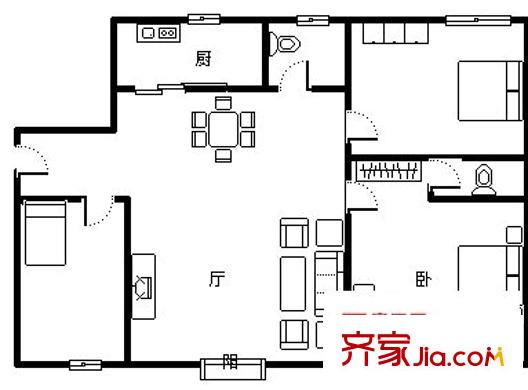 盈豐商住中心 3室 戶型圖
