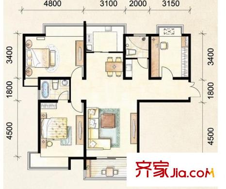 金?；▓@ 2室2廳 戶型圖