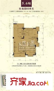 三正世紀(jì)豪庭戶型圖(5、6幢)三至九層平面圖3 3室2廳2衛(wèi)1廚