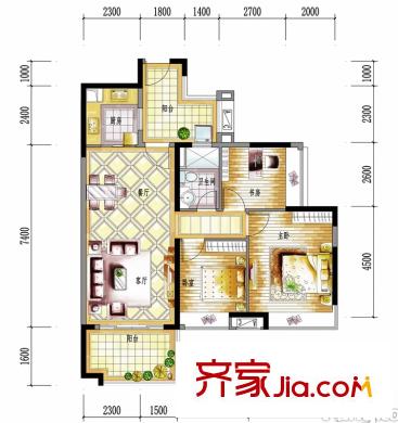 保利生態(tài)城184棟3戶型 3室2廳1衛(wèi)1廚