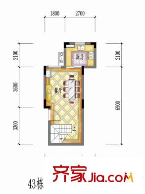 保利生態(tài)城43棟（二層）D3戶型復(fù)式下層 2室2廳2衛(wèi)1廚
