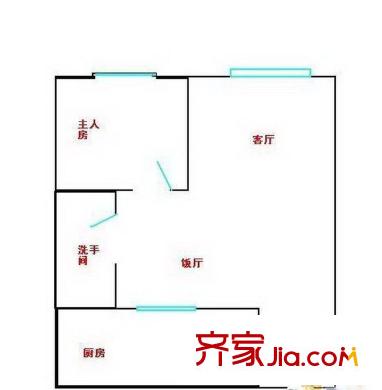 河畔藍(lán)調(diào)國(guó)際 1室 戶型圖