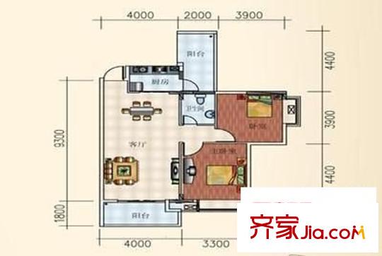 塘廈盈豐廣場 2室 戶型圖