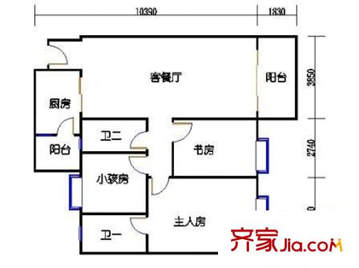 聚龍閣 4室 戶型圖