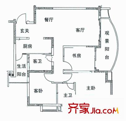 東城中心三期 3室 戶型圖